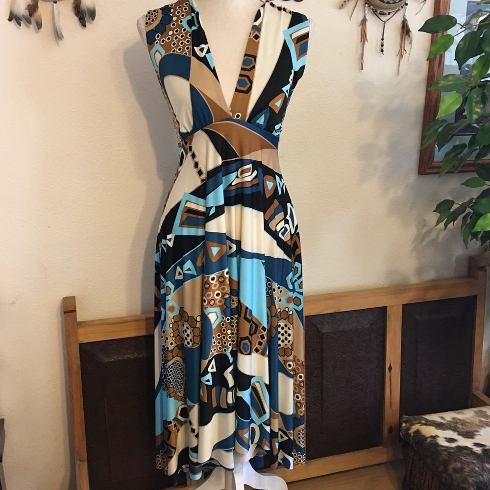 London-Eyes geometric print long summer dress